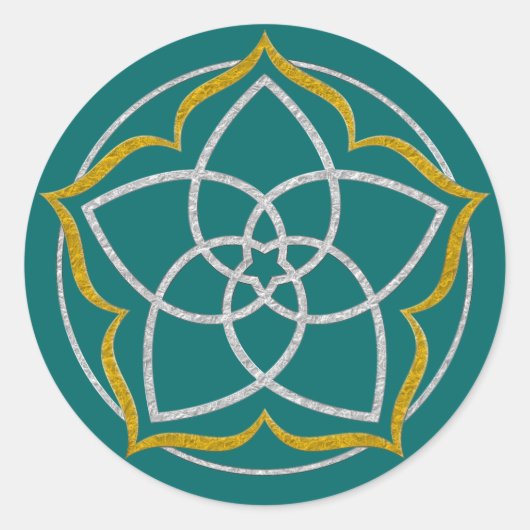 VENUS BLUME / Venusblume Lotus SILVER GOLD Runder Aufkleber (Vorderseite)