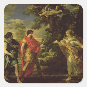 Venus, das zu Aeneas als Huntress, c.1635 Quadratischer Aufkleber