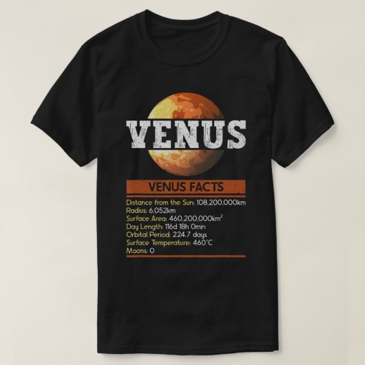 Venus Facts - Venus Planet Space Lover T - Shirt (Design vorne)