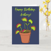 Venus Fly Trap Pflanze Illustration Personalisiert Karte (Gelbe Blume)