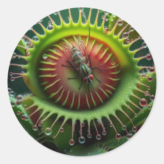 Venus Flytrap Floral Fun Weird Bold Spooky Runder Aufkleber (Vorderseite)