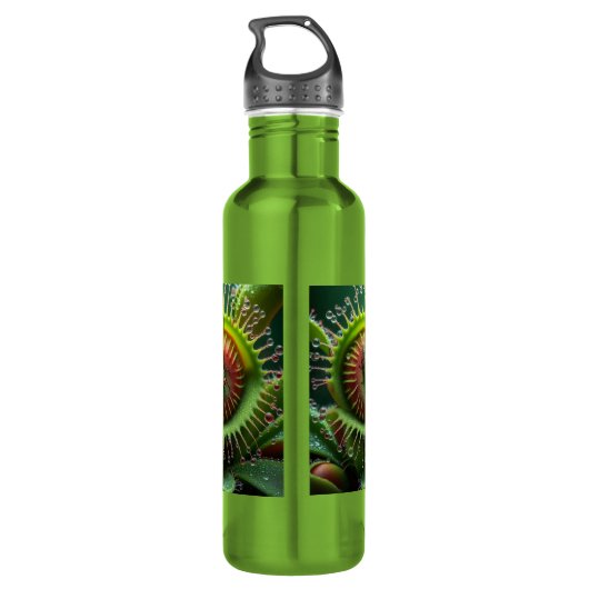 Venus Flytrap Grün und Rot Edelstahlflasche (Rückseite)
