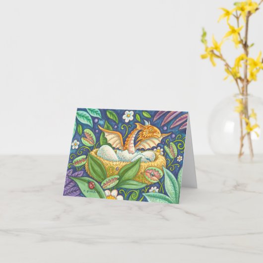 Venus Flytrap HATCHING DRAGON NOTE CARD Blank Karte (Gelbe Blume)