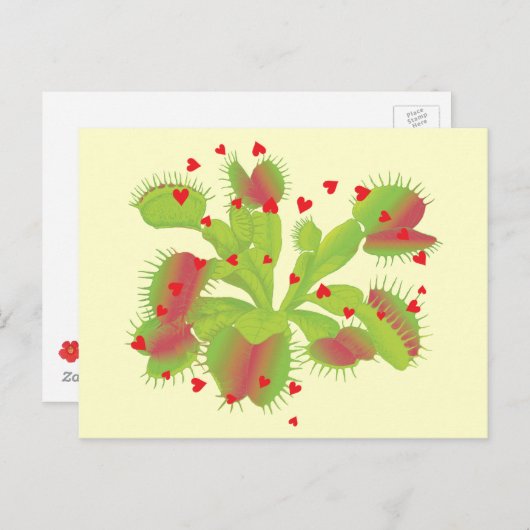 Venus Flytrap mit Herz Postkarte (Vorne/Hinten)