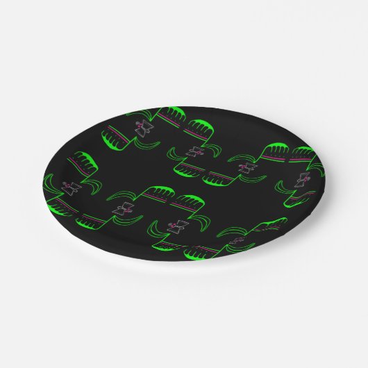 Venus Flytrap Muster Party Papierplatte Pappteller (Schrägansicht)