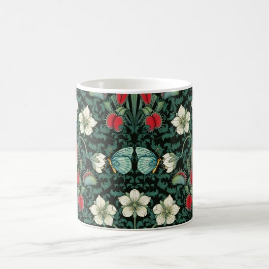 Venus Flytrap und Blue Butterfly Kaffeetasse (Mittel)