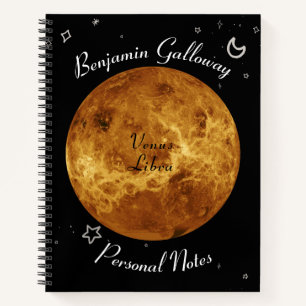 Venus Libra Monogram Cosmic Typografy Cool Notizblock