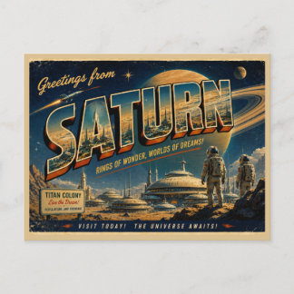 Venus Retro Sci-Fi Postkarte | Vintage Raumfahrt