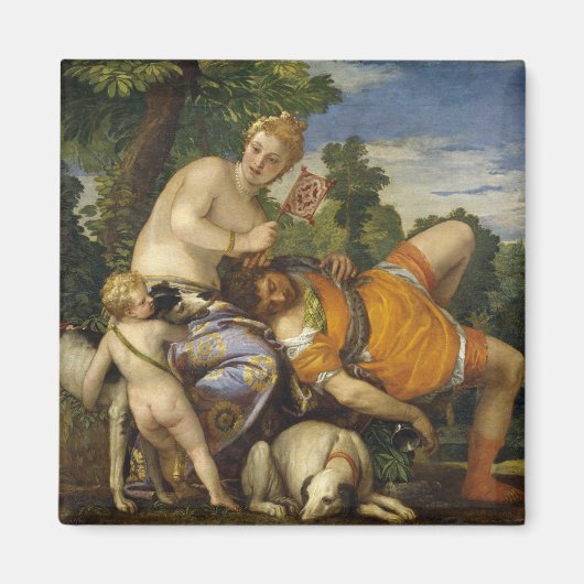 Venus und Adonis (von Paolo Veronese) Magnet (Vorne)