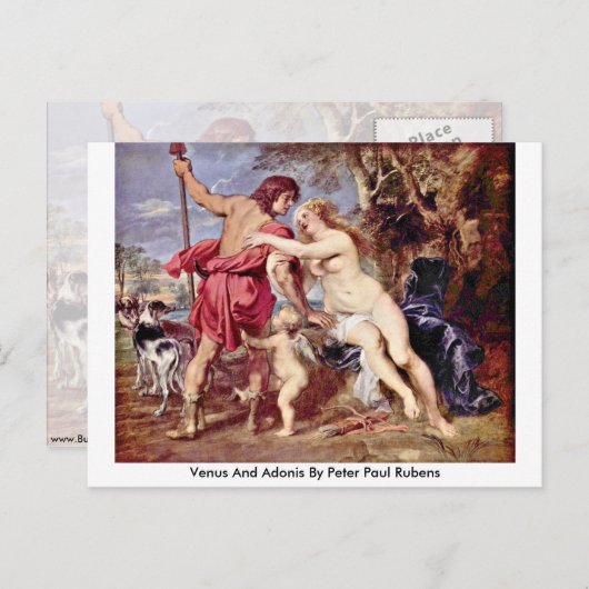 Venus und Adonis von Peter Paul Rubens Postkarte (Vorne/Hinten)