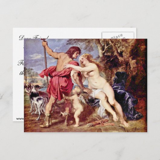Venus und Adonis von Rubens Peter Paul Postkarte (Vorne/Hinten)