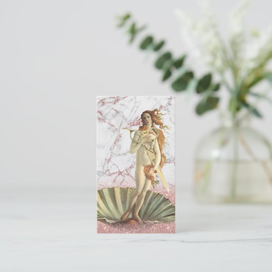 Venus und Goldschere Rose Goldmarmor Visitenkarte (Stehend Vorderseite)