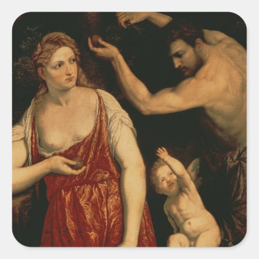 Venus und Mars, 50er Quadratischer Aufkleber (Vorderseite)