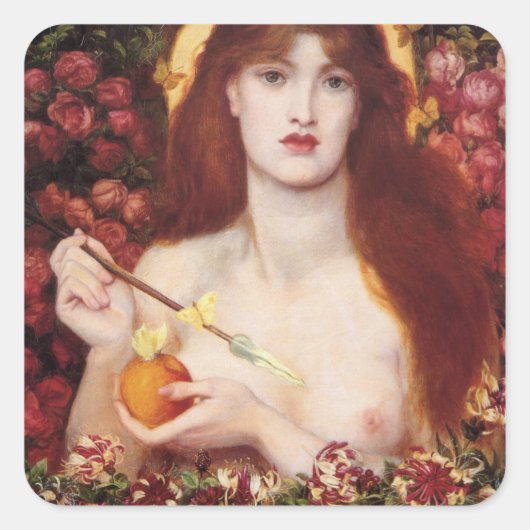 Venus Verticordia (von Dante Gabriel Rossetti) Quadratischer Aufkleber (Vorderseite)
