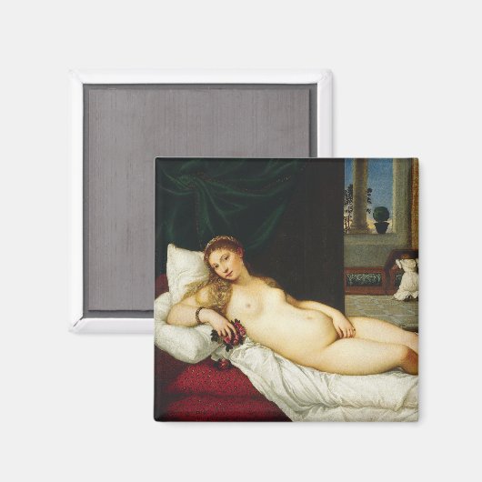 Venus von Urbino von Tizian Magnet (Vorderseite/Rückseite)