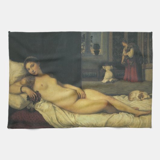 Venus von Urbino von Tizian, Renaissance Art Geschirrtuch (Horizontal)