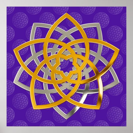 Venusblume Duo GoldSilver | Blume des Lebensverlau Poster (Vorne)