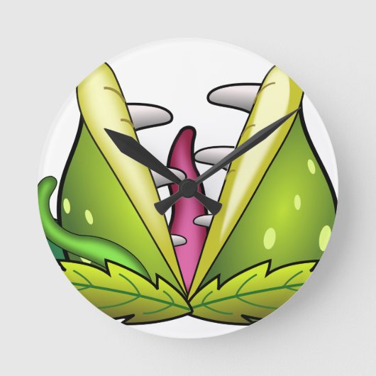 Venusfliegenmonster Runde Wanduhr (Vorderseite)