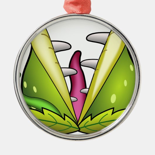 Venusfliegenmonster Silbernes Ornament (Vorne)