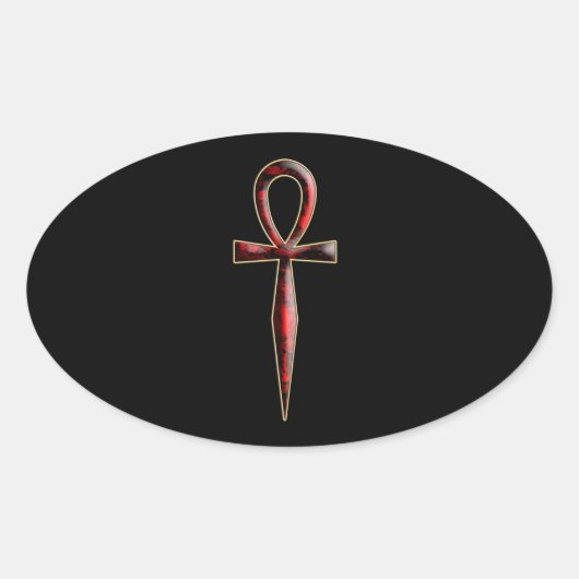 ver 01 - Ankh - schwarzer Hintergrund Ovaler Aufkleber (Vorderseite)