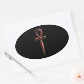 ver 01 - Ankh - schwarzer Hintergrund Ovaler Aufkleber (Umschlag)
