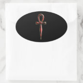 ver 01 - Ankh - schwarzer Hintergrund Ovaler Aufkleber (Tasche)