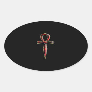 ver 01 - Ankh - schwarzer Hintergrund Ovaler Aufkleber