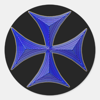 ver 01 knights templar cross - schwarzer Hintergru Runder Aufkleber