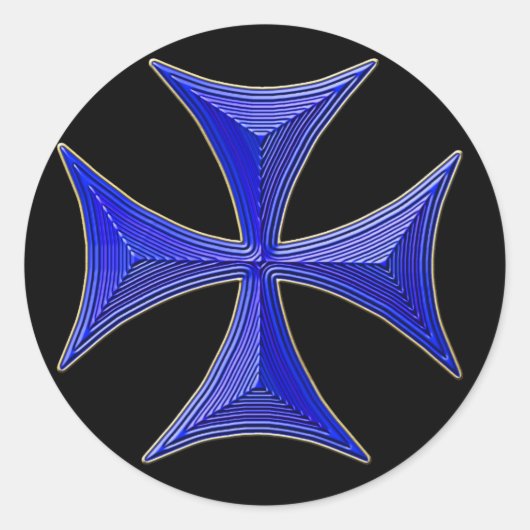 ver 01 knights templar cross - schwarzer Hintergru Runder Aufkleber (Vorderseite)