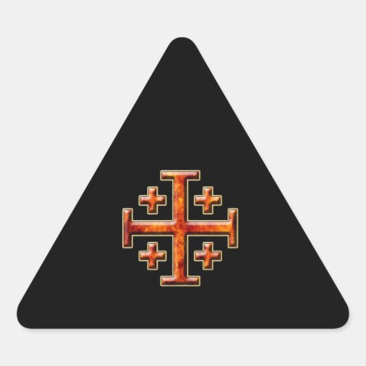 Ver 3 - Jerusalem Kreuz - Schwarz hinten Dreieckiger Aufkleber (Vorderseite)
