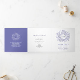 Ver peri monogram Art Story Widding Hochzeit Dreifach-gefaltete Programmkarte