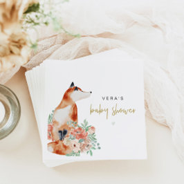 VERA Eukalyptus Greenery & Terracotta Floral Fox Serviette