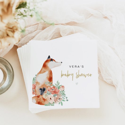 VERA Eukalyptus Greenery & Terracotta Floral Fox Serviette