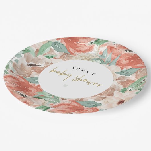 VERA Eukalyptus Greenery & Terracotta Pappteller (Schrägansicht)