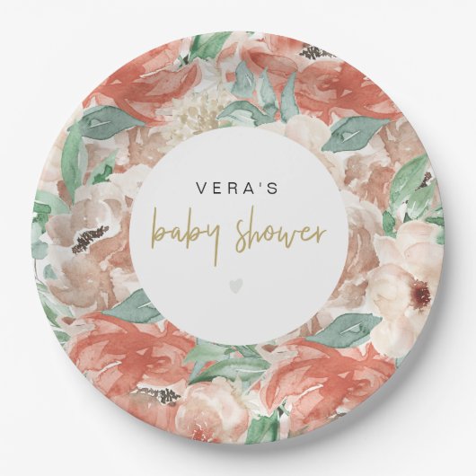 VERA Eukalyptus Greenery & Terracotta Pappteller (Vorderseite)