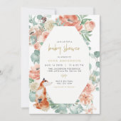 VERA Greenery & Terracotta Floral Fox Babydusche Einladung (Vorderseite)