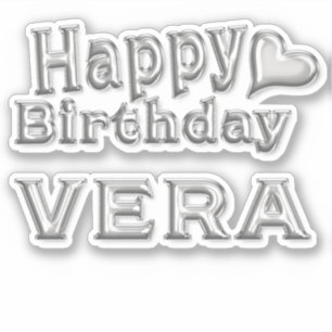 Vera Happy Birthday silver Aufkleber Sticker