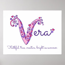 Vera Initial V Doodle Art Name und Bedeutung Poster