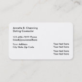 Verabredete Service Visitenkarte (Rückseite)