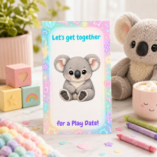 Verabredung zum Kuscheln mit Pastell-Koala Telefonnummerkarte