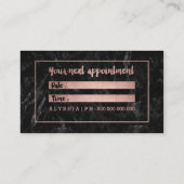 Verabredungs-Rosengoldtypographieschwarzmarmor Terminkarte (Rückseite)