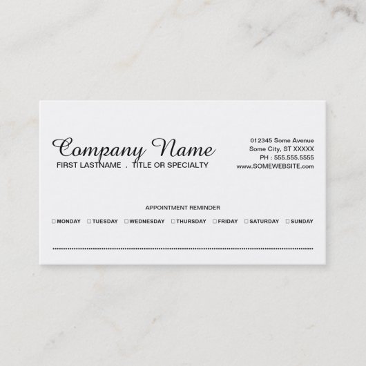 Verabredungsgeschäfts-Vorlagen Terminkarte (Vorderseite)