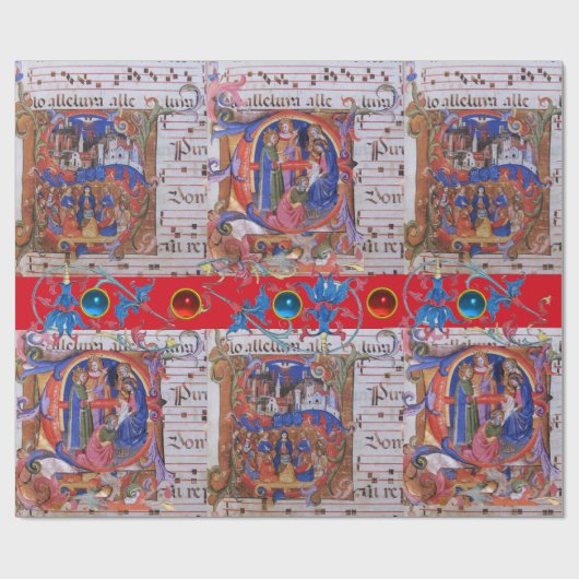 VERABSCHIEDEUNG DER MUSIK-CHRISTMAS-PARCHMENT MAGI GESCHENKPAPIER (Flach)