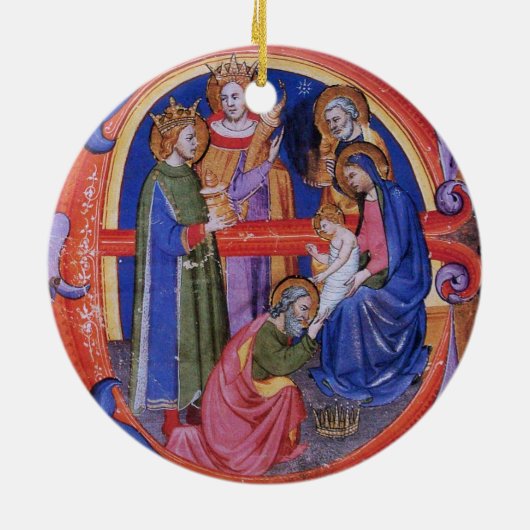 VERABSCHIEDEUNG DES NATIVITÄTSPARCHMENTS VON MAGI  KERAMIK ORNAMENT (Hinten)