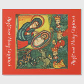 VERABSCHIEDEUNG VON MAGI "PRIMITIVE NATIVITÄT Weih Geschenkpapier (Flach)