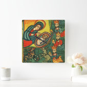 VERABSCHIEDEUNG VON MAGI "PRIMITIVE NATIVITÄT Weih Quadratische Wanduhr (Zuhause)