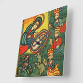 VERABSCHIEDEUNG VON MAGI "PRIMITIVE NATIVITÄT Weih Quadratische Wanduhr (Winkel)