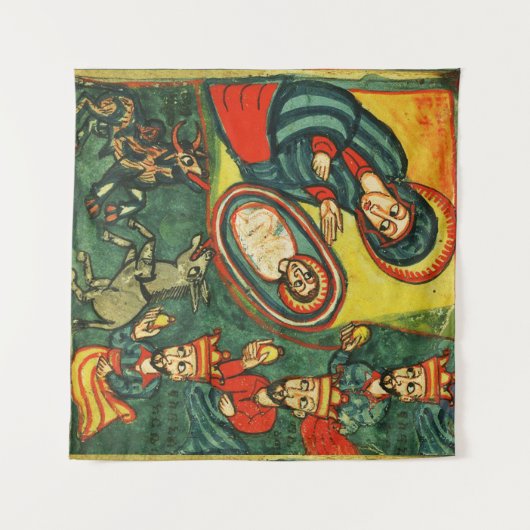 VERABSCHIEDEUNG VON MAGI "PRIMITIVE NATIVITÄT Weih Wandteppich (Vorderseite (Horizontal))