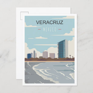Veracruz Mexico Art Vintage Reise Illustration Postkarte