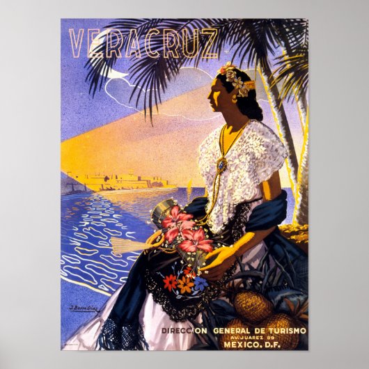 Veracruz Mexico Vintage Travel Poster wiederherges (Vorne)